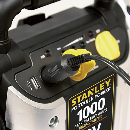 STANLEY J509 Portable Power Station Jump Starter 1000 Peak Amp Battery Booster, USB Port, Battery Clamps