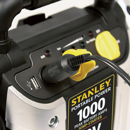 STANLEY J509 Portable Power Station Jump Starter 1000 Peak Amp Battery Booster, USB Port, Battery Clamps