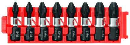 BOSCH CCSPHV108 8-Piece Assorted Set 1 in. Impact Tough Phillips Insert Bits with Clip for Custom Case System