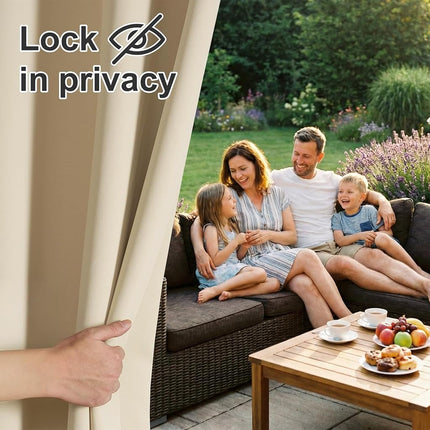 RYB HOME Outdoor Curtains for Patio Waterproof Tab Top Block Sunlight Thermal Insulated Privacy Assured Thick Outside Curtains for Porch, Pergola, Pool, W52 x L84, Cream Beige, 1 Panel