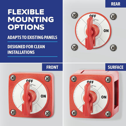 Blue Sea Systems 6004 m-Series Battery Switch ON/OFF Locking, Red