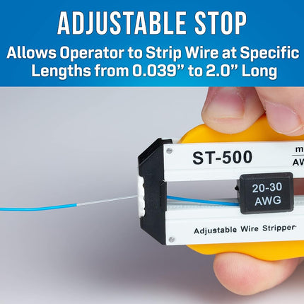 Jonard ST-500 ABS Adjustable Precision Wire Stripper 20-30 AWG 3-57/64 Length x 1-19/32 Height x 19/32 Thickness