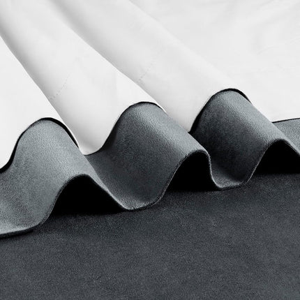 HPD Half Price Drapes Velvet Blackout Curtains/Drapes - 120 Inches Long 1 Panel Blackout Curtain Signature Pleated for Living Room & Bedroom - 25W X 120L, Distance Blue Grey