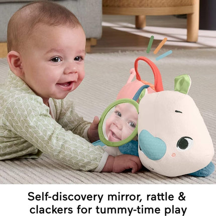 Fisher-Price Newborn Toy Planet Friends Tummy Time Roaming Rhino Plush with Sensory Activities for Babies Ages 0+ Months, HYR55