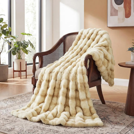 ORINOVA Tie-dye Camel Fuzzy Ultra Soft Bed Comfy Blanket 60x80 Cozy Faux Fur Throw Blanket for Living Room Thick Fluffy Furry Blanket Home Gifts 860 GSM