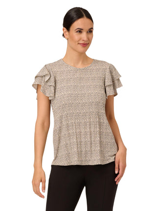 Adrianna Papell Women's Pleated Knit Double Sleeve
