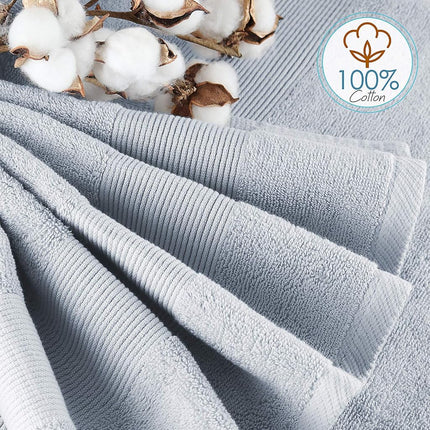 Hearth & Harbor 100% Ring Spun Cotton Bath Towels for bathroom - Luxury Bathroom Towels - Soft & Highly Absorbent Bath Towels Set, 10 Piece Set (2 Bath Towels, 2 Hand Towels, 6 Washcloths) - Ice Blue