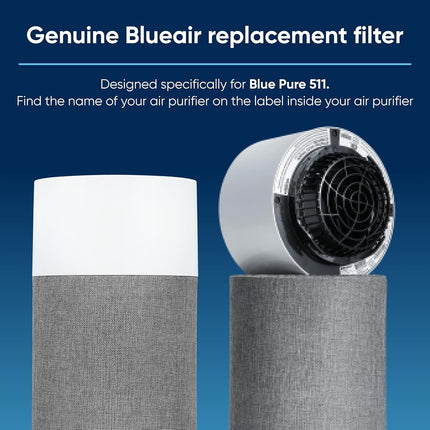 BLUEAIR 511 Replacement Filter - Air Purifier Filter - Activated Carbon - Black - For Blue Pure 511 Air Purifier