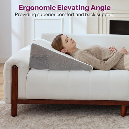 howhom Wedge Pillow with Foam Top for Sleeping,Reading and Rest, 8 Inch Elevated Support Triangle Bed Pillow for Legs and Back Support with Washable Cover