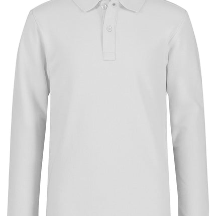 Nautica Boys School Uniform Long Sleeve Polo, Whit