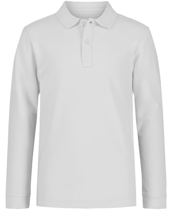 Nautica Boys School Uniform Long Sleeve Polo, Whit