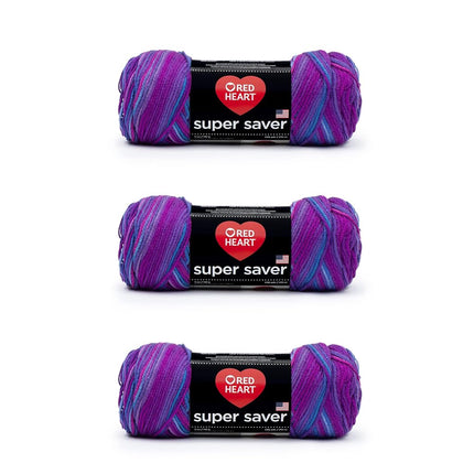 Red Heart Super Saver Pack of 3 - Grape Fizz - 7oz/198g - Acrylic - 4 Medium (Worsted) - 364 Yards - Knitting, Crocheting, Crafts & Amigurumi