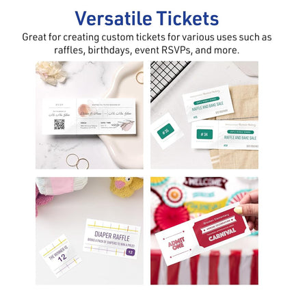 Avery Printable Rectangle Tickets, 2-1/8" x 5-1/2", Glossy White Cardstock, Laser/Inkjet Printable, 200 Total