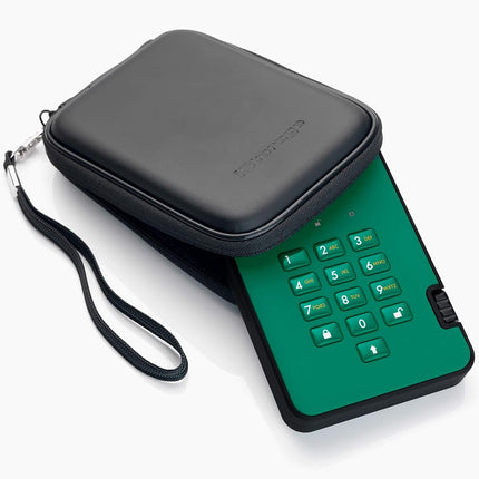iStorage diskAshur2 HDD 3TB Green - Secure portable hard drive - Password protected - Dust & water resistant - Hardware Encryption