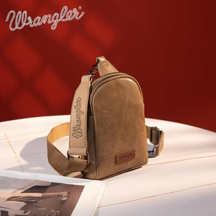 Wrangler Small Sling Bag for Women Crossbody Bags Chest Bag, A-khaki