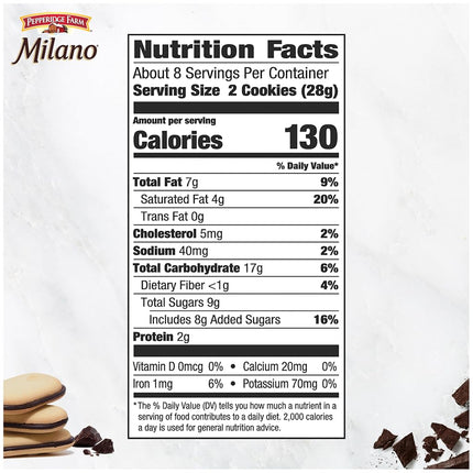 Pepperidge Farm Milano Double Milk Chocolate Cookies - 7.5oz 213g