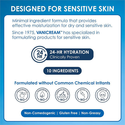 Vanicream Moisturizing Skin Cream for sensitive skin - can be used for eczema, psoriasis, ichthyosis, and itch - dermatologist tested - free of dye, fragrance, and preservatives - 16 oz