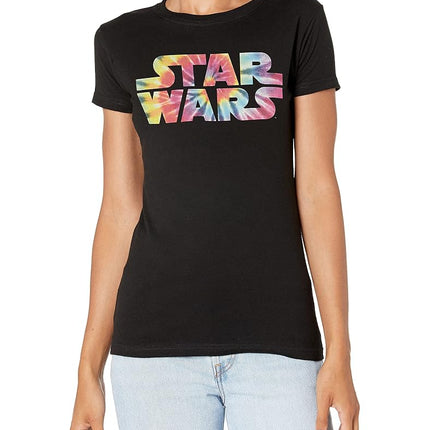 T-shirt à col rond et motif Star Wars Arc-en-ciel pour femme, Noir, Taille M