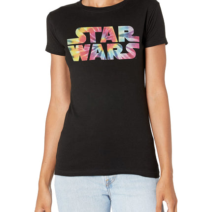 STAR WARS Women's Long Rainbow Logo Tie Dye Crew N
