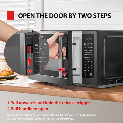 TOSHIBA ML4-EM12PA(BS) Horno microondas de encimera con diseño elegante como electrodoméstico esencial de cocina, sensor inteligente, 13 menús automáticos y función de silencio, 1.2 pies cúbicos con plato giratorio de 12.4", 1000W, acero inoxidable negro