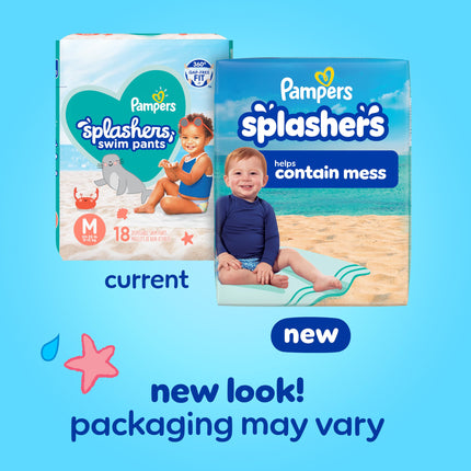 Swim Diapers Size 4 (20-33 lb), 18 Count - Pampers Splashers Disposable Swim Pants, Medium