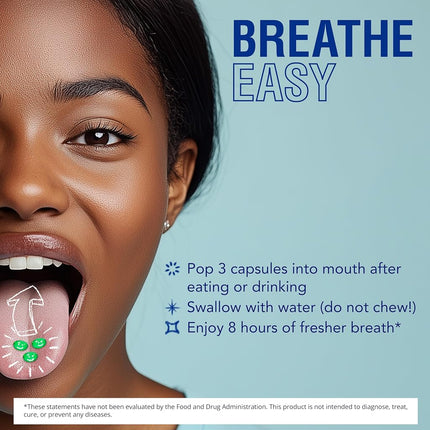 Beyond Breath Breath Freshening Capsules, Fresher Breath From Inside-Out, Even Works On Bad Breath From Garlic, Lasts Up To 8 Hours, 50 Capsules