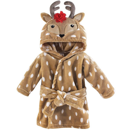 Hudson Baby Soft Plush Bathrobe, Girl Reindeer, 0-
