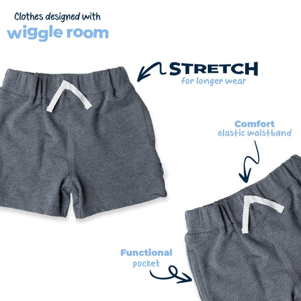 Gerber Baby Boys' Toddler 3-Pack Pull-on Knit Shorts, Gray & Black, 5T