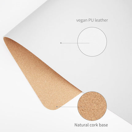 Dual-Sided Desk Pad, Natural Cork & PU Leather Large Mouse mats for Office and Home Work, Desk Protector Non-Slip, Waterproof (White, 36"x17")
