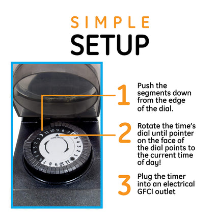 GE Heavy Duty Mechanical Timer, Outdoor, 2-Outlet, Plug-In, 24 Hour Programmable, 15138