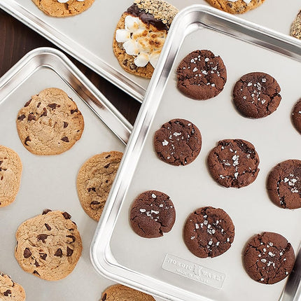 Nordic Ware Naturals 3 Piece Baker's Delight Set, Natural Aluminium Baking Sheet with Superior Heat Conductivity, Premium Bakeware Made in The USA, Silver, Aluminum