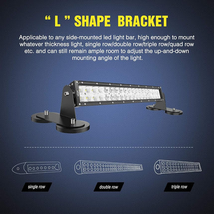 Nilight 2PCS Magnetic Base LED Light Bar Mounting Brackets, Powerful Sucker Holder for Straight Curved Side-Mounted Light Bar Mounting on Hood Roof