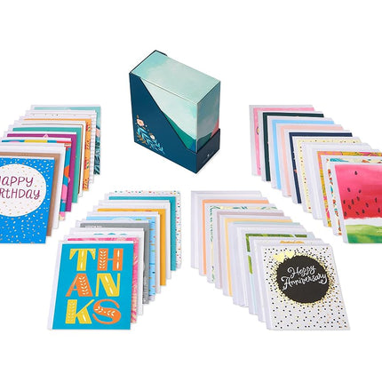 UK Greetings Multipack of 40 All Occasion Cards for Him/Her/Friend - Cheerful Designs with Keepsake Box