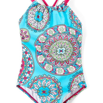 Kanu Surf Girls Jasmine Beach Sport Halter One Piece Swimsuit, Jasmine Aqua, 10
