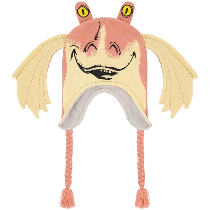 Star Wars Jar Jar Binks Beanie Hat, Peruvian Winter Knit Cap with 3D Gungan Ears and Tassels, Multi, One Size, Multi, One size
