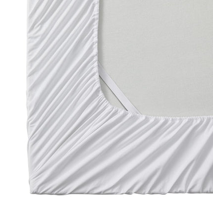 Flannel Fitted Sheet with Elastic & Corner Sheet Straps - Soft & Breathable Full Size, White