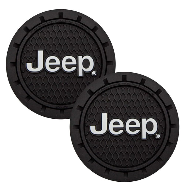 Plasticolor 000652R01 Jeep Logo Auto Car Truck SUV Cup Holder Coaster 2-Pack, Black