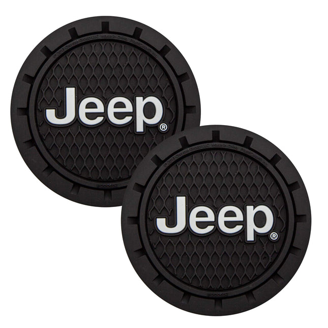 Plasticolor 000652R01 Jeep Logo Auto Car Truck SUV Cup Holder Coaster 2-Pack, Black