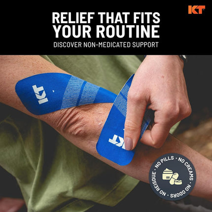 KTTAPE PRO Synthetic Elastic Kinesiology 20 Pre-Cut 10-Inch Strips Therapeutic Tape, Jet Black, 10 Inch Pre-Cut (893169002332)