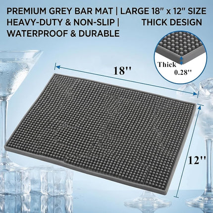 Tebery 3 Pack Rubber Bar Mat 18 x 12, Thick Durable and Stylish Bar Service Spill Mat. Non Slip, Non-Toxic, Grey Service Mat for Coffee, Bars, Restaurants Counter Top