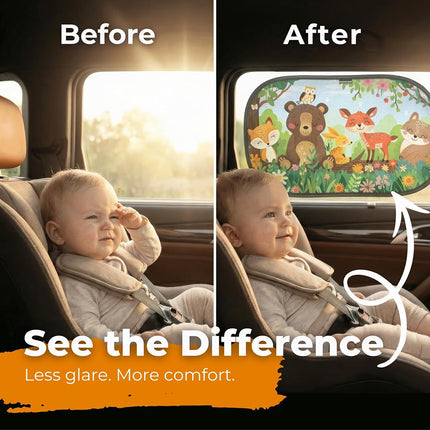 CARAMAZ Car Window Shade for Baby with Certified UV-Protection 2 Pack - 20"x12"