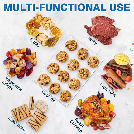 6 Pcs Silicone Dehydrator Trays with Edge, 10.6 x 7.5 Inch Fruit Leather Mats Compatible with SUCISENI Basic Dehydrator, Non-stick Fruit Roll Sheets Multi-purpose Reusable for Liquids, Jerky, Fruit