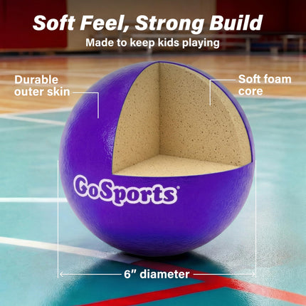 GoSports Balones de espuma blanda de 6 pulgadas para patio de juegos, juego de 6 unidades para niños, multicolor
