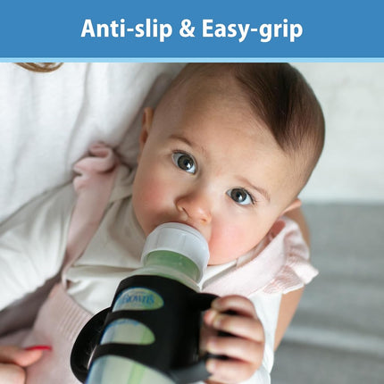 Dr. Brown's Milestones 100% Silicone Baby Bottle Handles, Narrow, Blue, Green, Gray, 3 Pack, 4m+