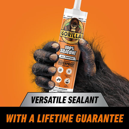 Gorilla Waterproof Caulk & Seal 100% Silicone Sealant, White, 10oz Cartridge (Pack of 1)