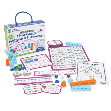 Learning Resources Skill Builders! 1st Grade Addition & Subtraction, Homeschool Curriculum, First Grade Learning Games, 109-Piece Set, Age 6+