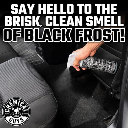 Chemical Guys Black Frost Air Freshener and Odor Eliminator, 16 fl oz Spray with 3 Pack of Hanging Air Fresheners (Great for Cars, Trucks, SUVs, RVs, Home, Office, Dorm Room & More) - HOL432