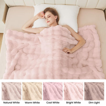 ORINOVA Pink Fluffy Blanket for Couch Living Room Faux Fur 50x60 Fuzzy Throw Blanket for Bed Soft Furry Bed Comforter Cozy Home Decor Gifts 860 GSM