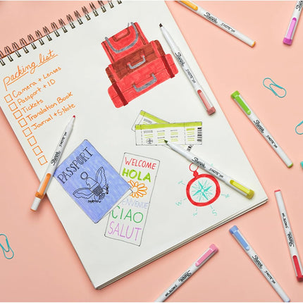 Sharpie S-Note Duo Dual-Ended Creative Markers, Part Highlighter, Part Art Marker, Assorted Colours, Fine and Chisel Tips, Includes Stand-up Easel, 16 Count