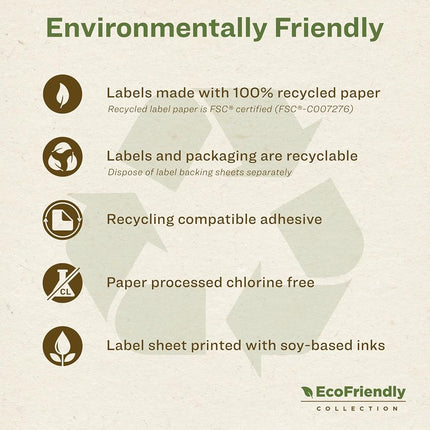 Avery EcoFriendly Matte White Recycled Rectangle Labels, 2" x 3", Print-to-The-Edge, Matte White Labels, Permanent Label Adhesive, Laser/Inkjet, 80 Printable Labels